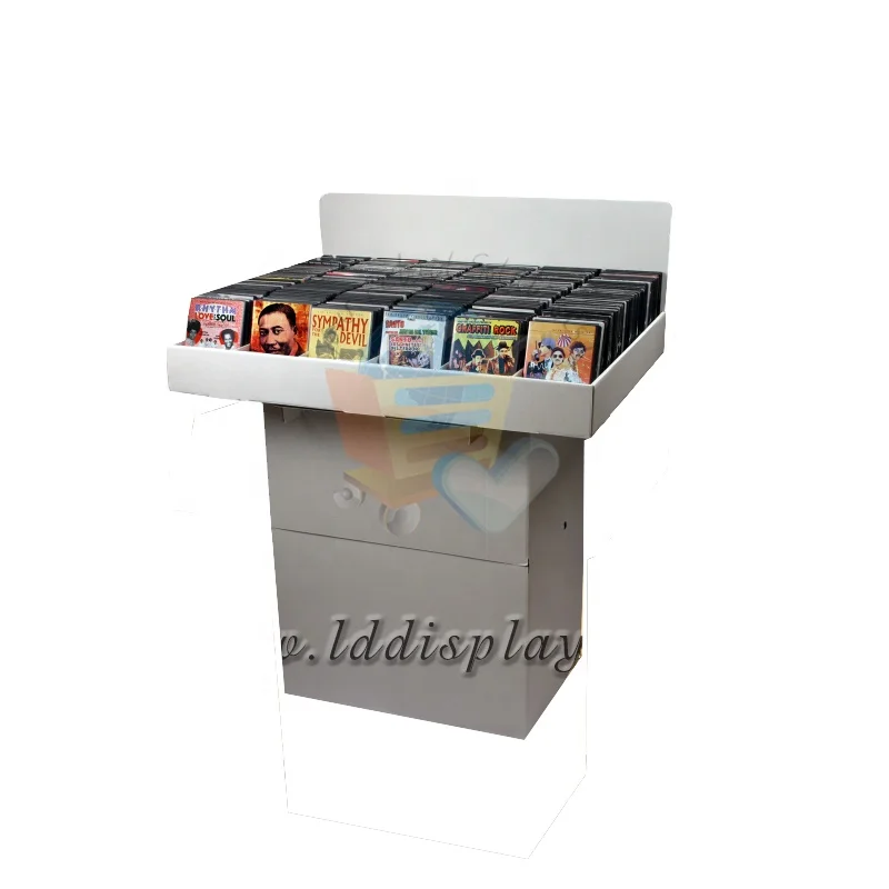 Custom cardboard retail dvd display stands / dvd display rack
