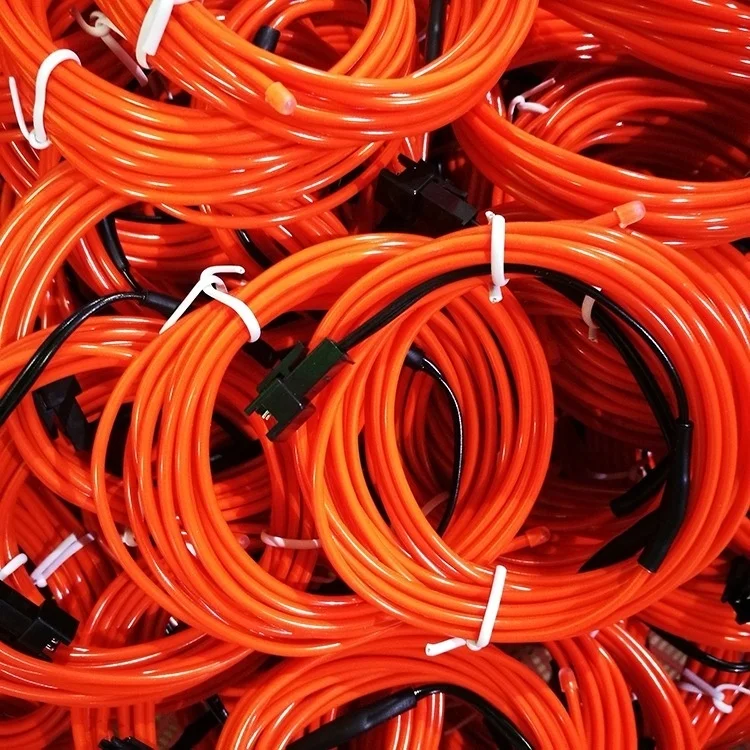 Неоновый светящийся провод rgb 3 м 2 мм с контроллером в инвертор для вечеринок