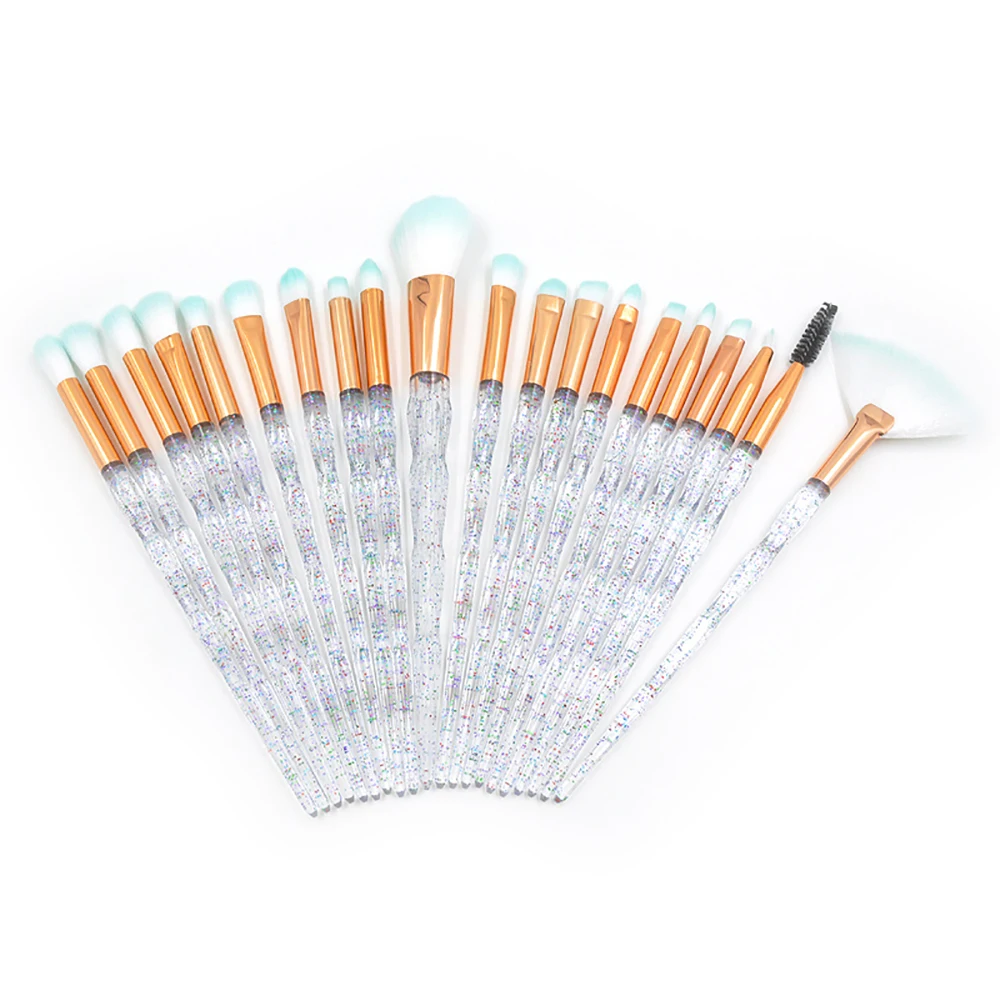 под брендом покупателя блестящий косметический кисти 20 шт. прозрачный флэш-кристалл блестящая кисточка для макияжа
