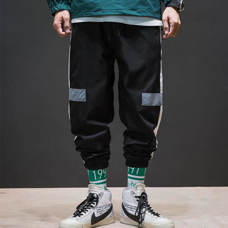 Wholesale Nylon 3M Reflective Tape Jogger Wind Pants For Men