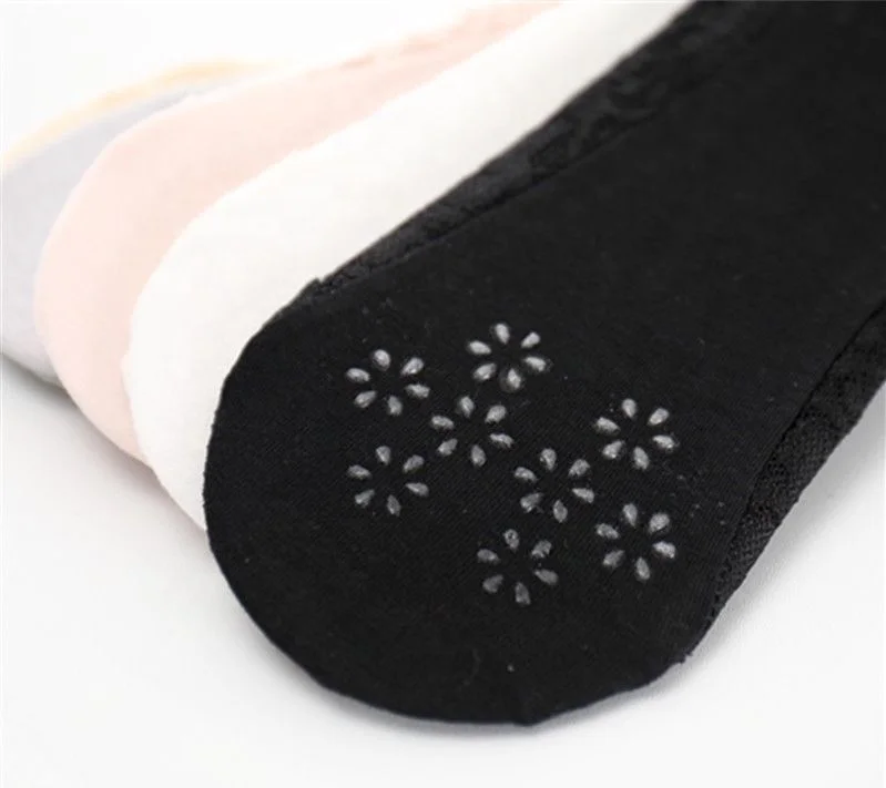 Anti-slip Lace Invisible Socks Ladies Women Cotton Footsie Shoe Liner Boat Socks