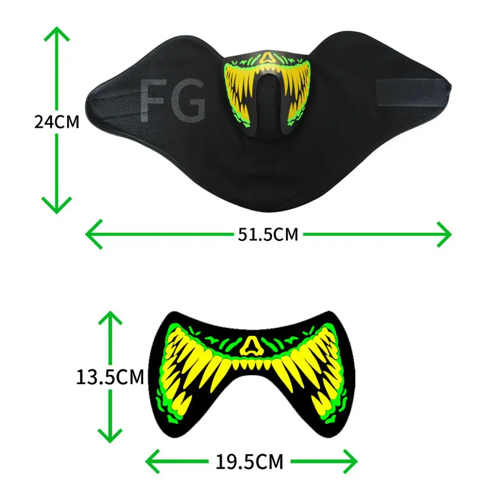 Halloween Mask Music LED Light Up carnival Mask Sound Activation Flashing Luminous Cool Party Mask