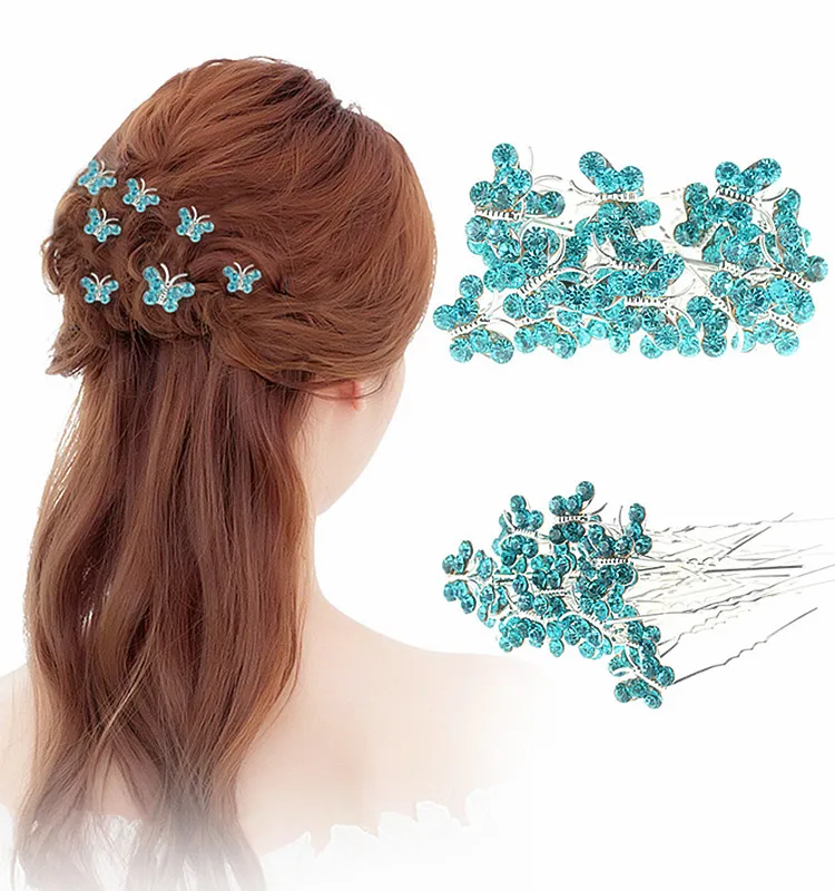 2019 Cheap Wholesale Women Barrette Haie Pins Decorative U Shape Rhinestone Butterfly Hairgrip