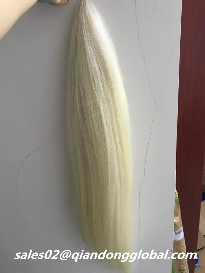 
Factory Price Double Thickness 95cm Pure White False Horse Tail Hair 