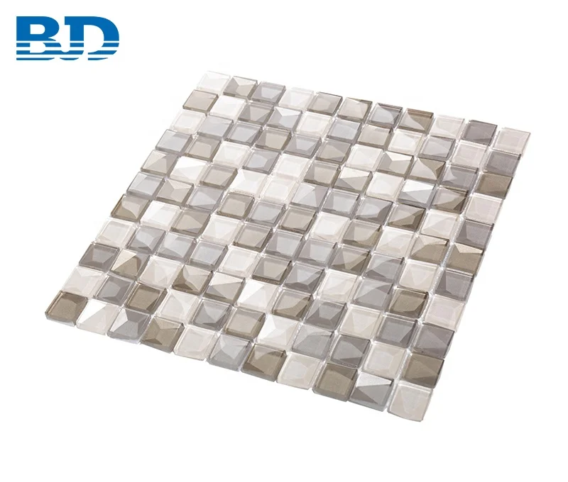25x25 Square Chip 3D Bathroom Mosaic Glass Tile