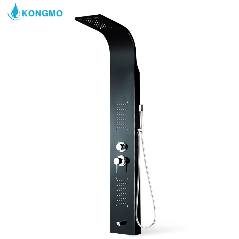 
Панели для душа черные из нержавеющей стали, душевая панель «Водопад», массажная система, насадки для душа 