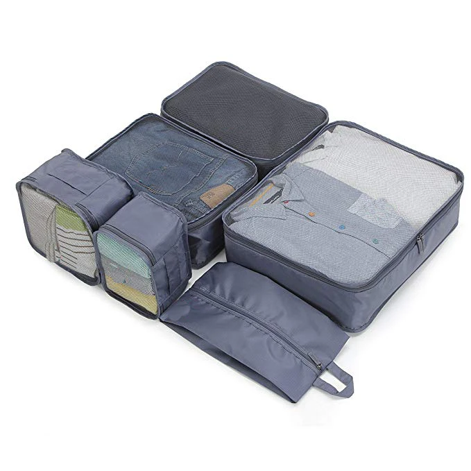 Customized 6 Set Packing Cubes Travel luggage packing cubes with Shoe Bag