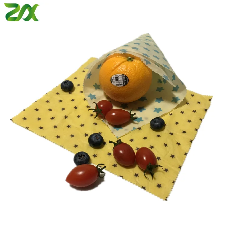 Sustainable Biodegradable Reusable Natural Organic Cotton Fabric Beeswax Food Wraps for Sandwich Lunch Pack