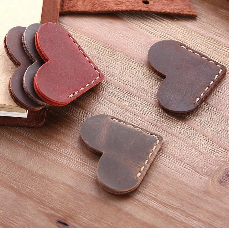 
Dreamtop DTF285 romantic heart shape real leather bookmark leather accessories mini gift bookmark vintage 