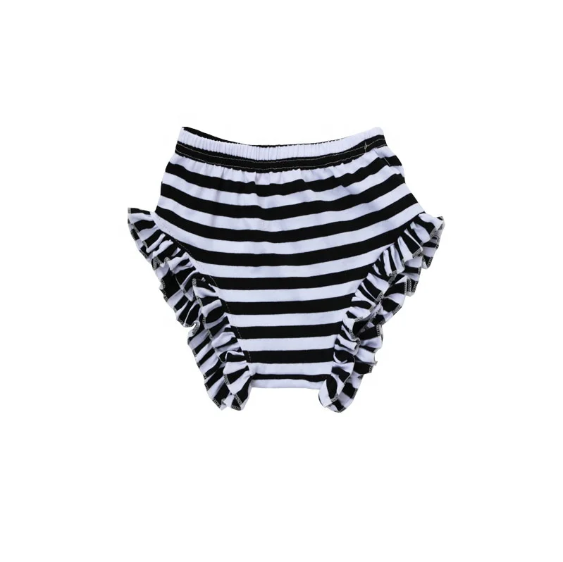 
Wholesale Baby Girl Black and white Stripe Bloomer Diaper Cover Toddlers flower Design Bloomers 