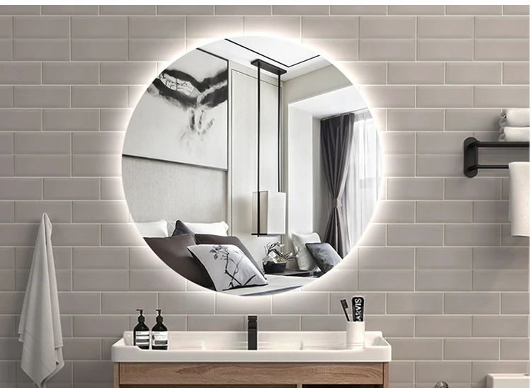  Горячие продукты оптовая продажа умное круглое настенное зеркало для отеля светодиодное с сенсорным экраном