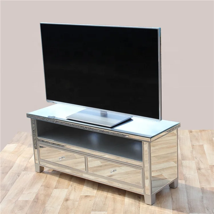 Popular modern glass mirrored TV stand cabinet