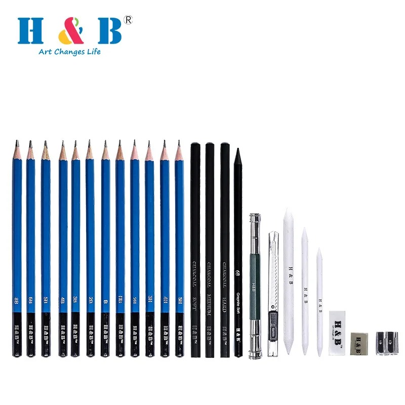 24pcs professional artist pencil drawing set with bag