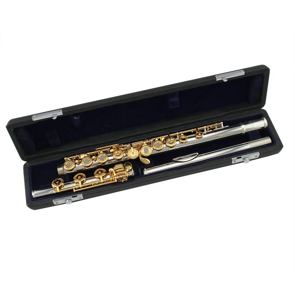 High Grade 17 open hole Silver plated body Gold plated key flute