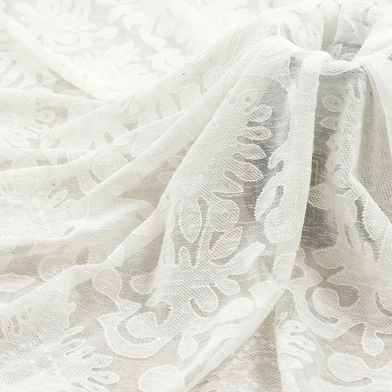 
Wholesale French fashion high quality white tulle burnt fabric for clothing 