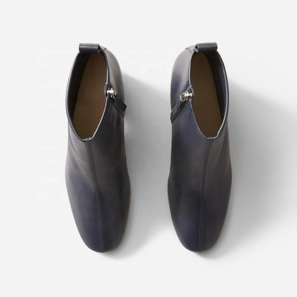 
MANRINO-0502 Ladies High End Boots Shoe Zip Closure Handcraft Girls Black Luxury Sheep Leather Short Boots 