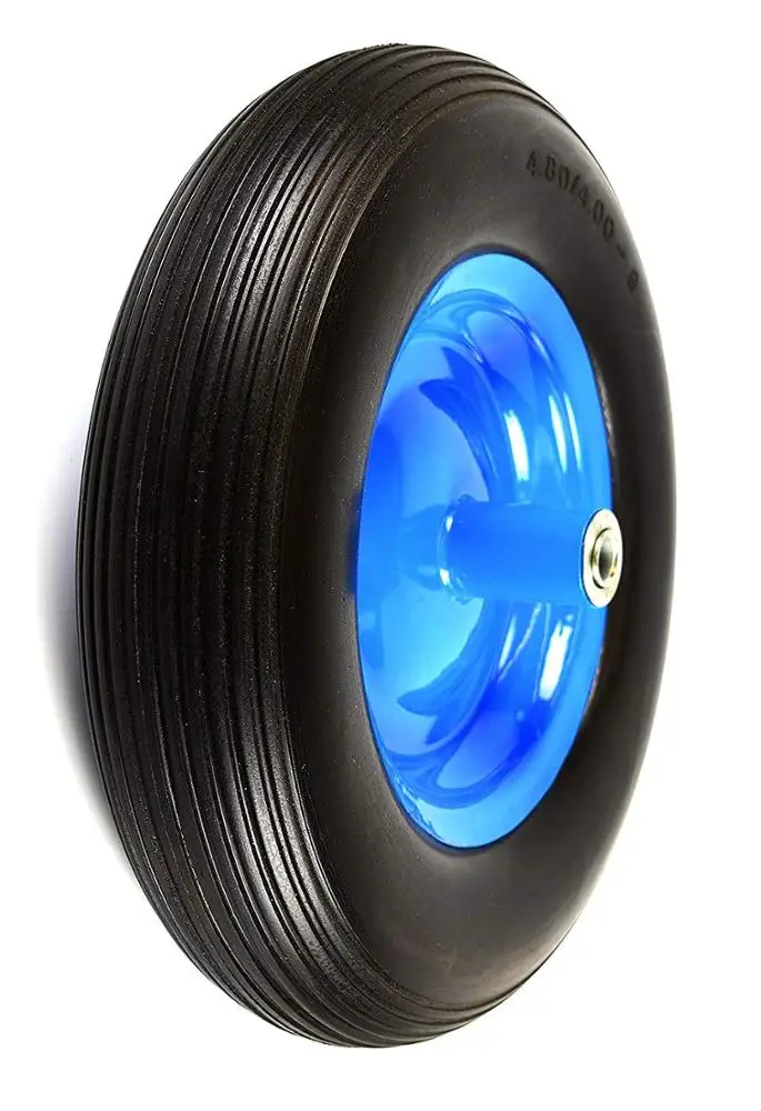large carrying  pu foamed flat free wheel for wheel barrow ribbed tread NEVER NO PUMPING