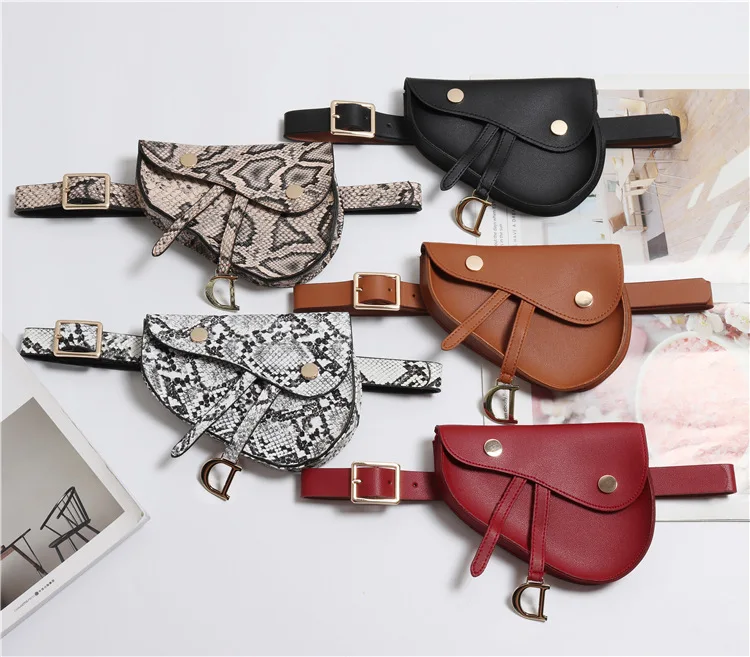 
Women Waist Pack Fanny Pack Pu Leather Belt bag Fashion Snake Skin Waist Belt High quality leather waist bag 2019 