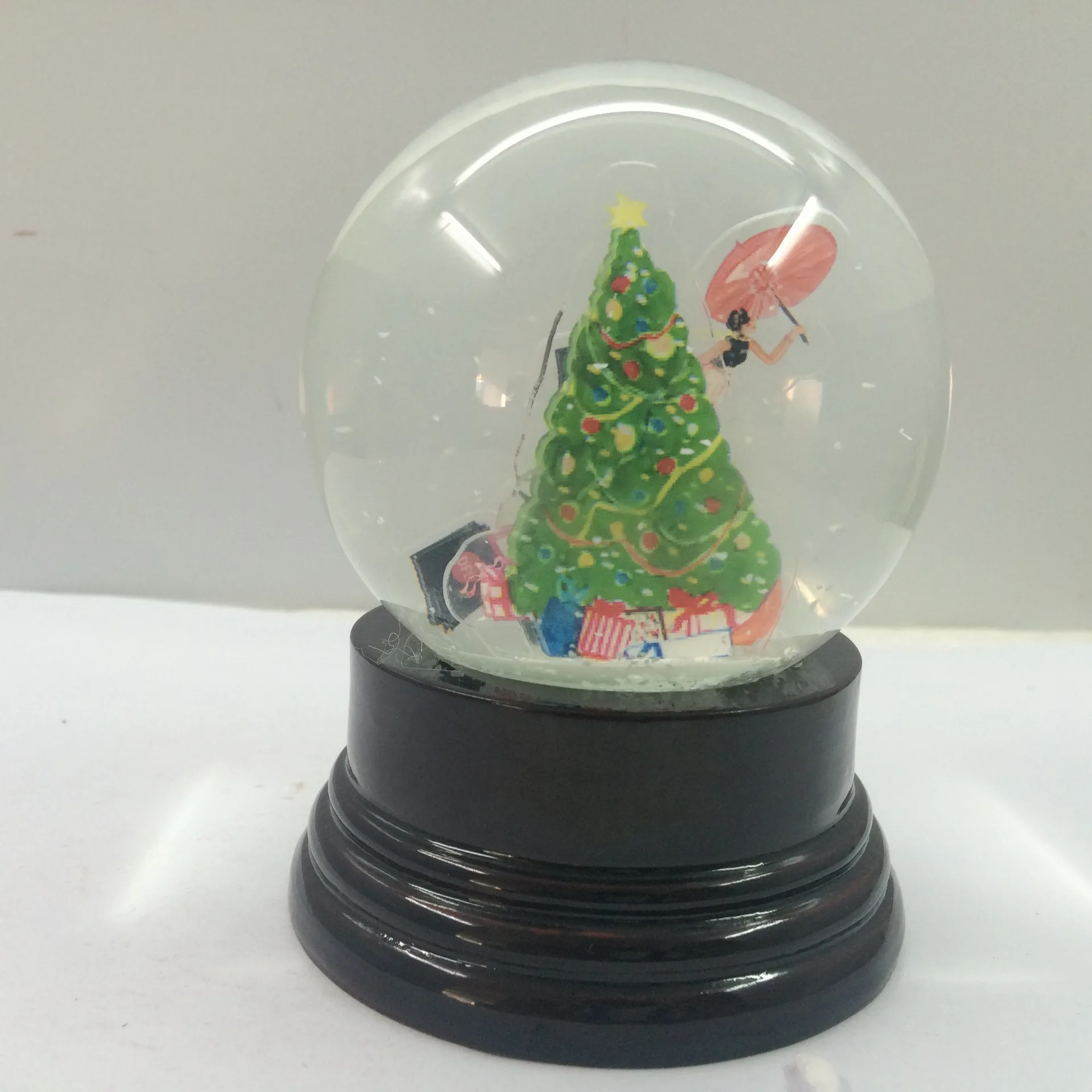 CUSTOMIZE DN 35 45 65 80 100 120 150 200MM MUSIC ROTATE RESIN WATER SNOW GLASS ACRYLIC GLOBE WOOD BASE DECORATION HOLIDAY GIFT