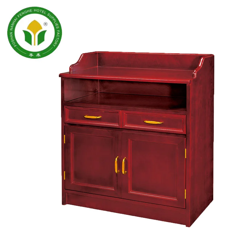 Гостиничный шкаф для чая из цельного дерева цвета вишневого красного цвета с античным дизайном
