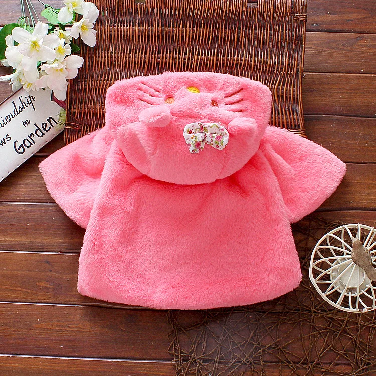 Детское теплое пальто с капюшоном из кроличьего меха зимнее хлопковое пальто для маленьких девочек