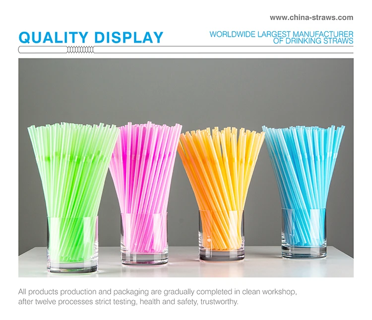 Custom Slanted Plastic Milk Bubble Tea Milkshake Smoothie Drinking Straws Jumbo Plastic Straws Individually Wrapped Logo Printed