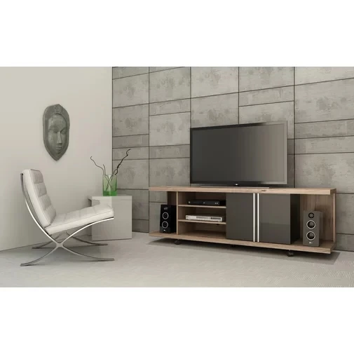 solid wood veneer wall mounted tv lcd wooden cabinet designs with wheels and LED light