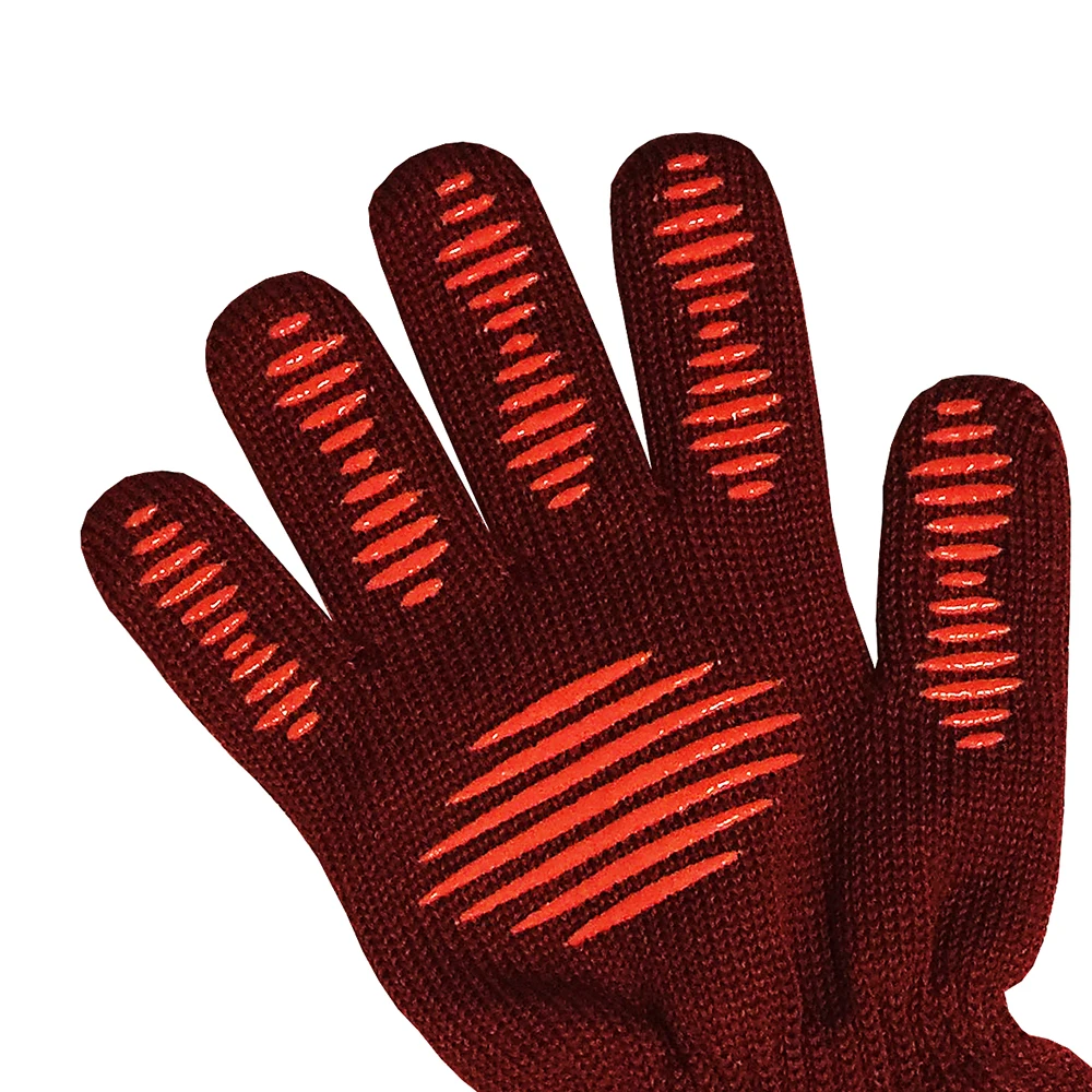 Anticut Heat Resistant BBQ Kitchen Oven Mitts Aramid Fiber Cotton Food grade Silicone Dotted Anti Slip Gloves
