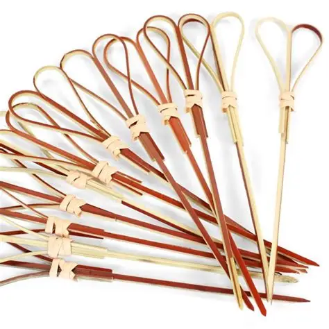 party use fancy heat-resist bamboo knotted skewers manufacturer