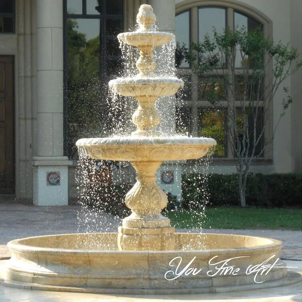 Натуральный белый уличный домашний садовый декор мраморный водяной фонтан для продажи