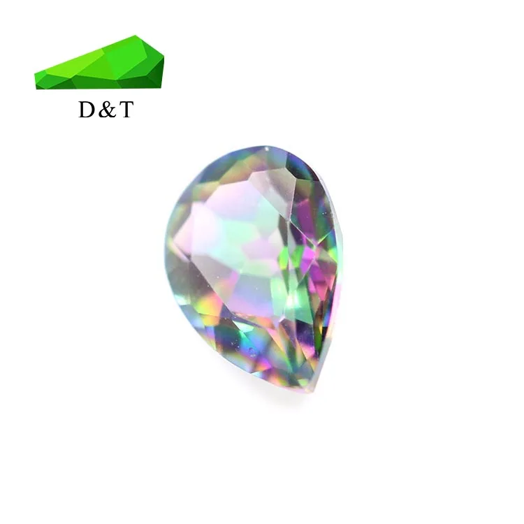 wholesale natural stone  mystic white topaz  pear cut loose gemstone for jewelry