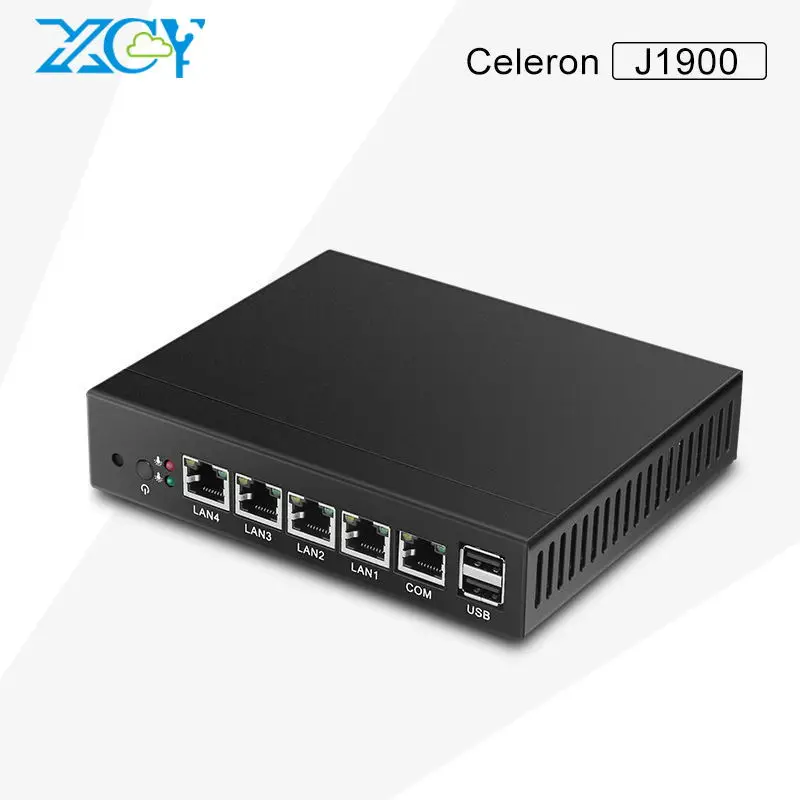 XCY Мини компьютер Celeron J1900 компьютер без вентилятора Barebone ПК 4 LAN pfsense ультра тонкий мини планшетный ПК