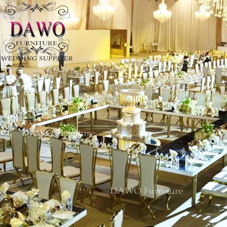 low price gold stainless steel banquet chair with white pu leather