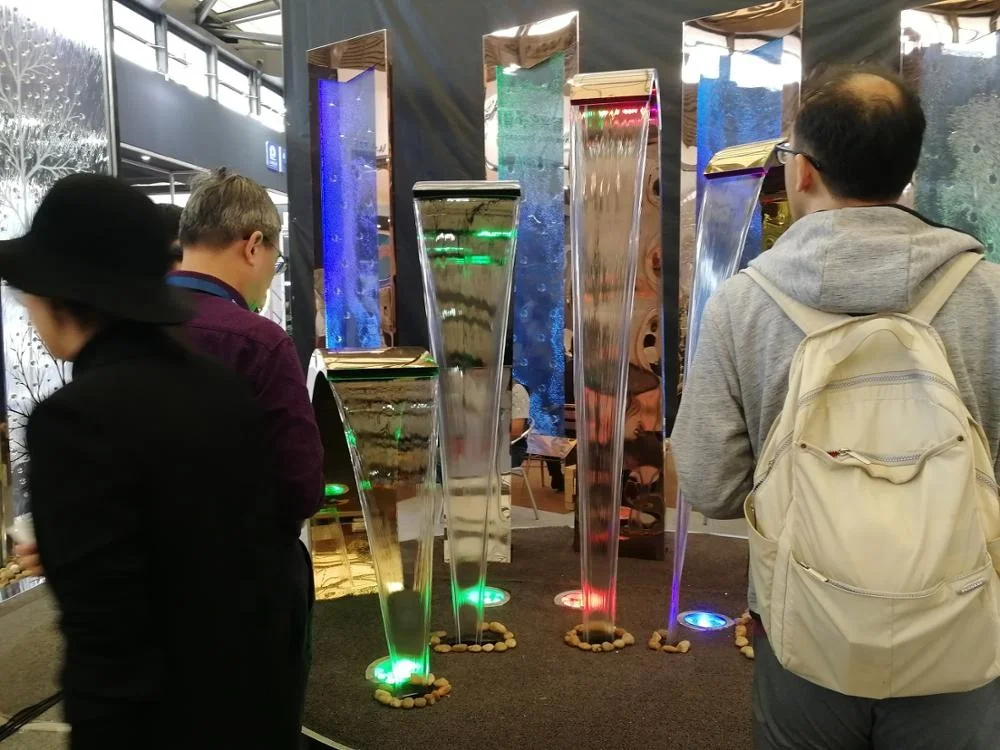 NEW programmable swirling dancing bubble wall water bubble screen with gold fram for hotel lobby