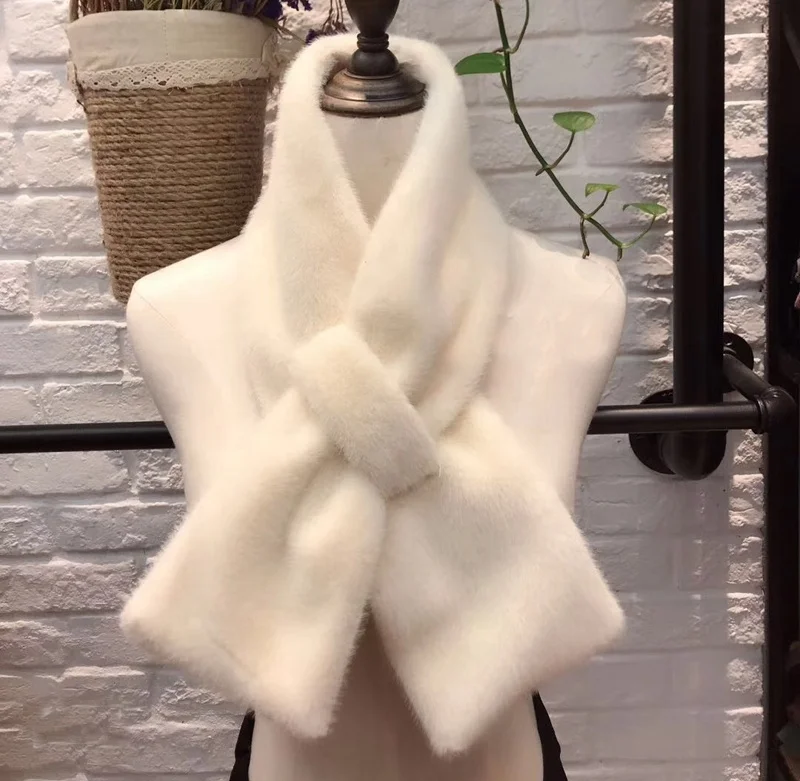 
New design pure color loop scarf knitted rabbit scarf for women fake fur hair scarf manufacturers 