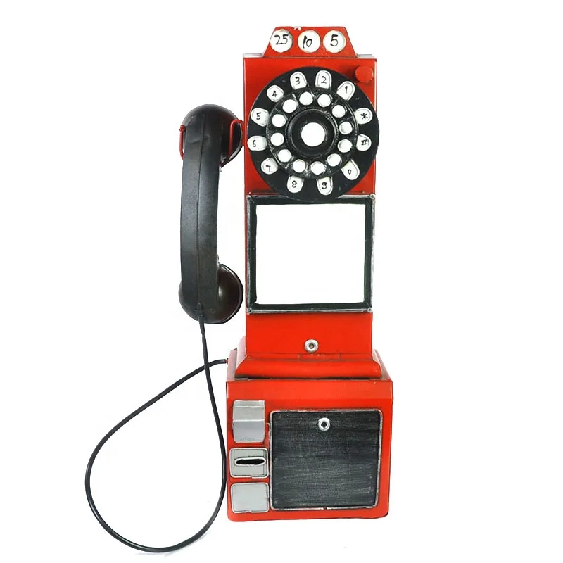 Винтажная модель телефона CY075 для домашнего декора, настенные металлические подвесные украшения, ретро домашние фигурки, миниатюрное украшение для телефона