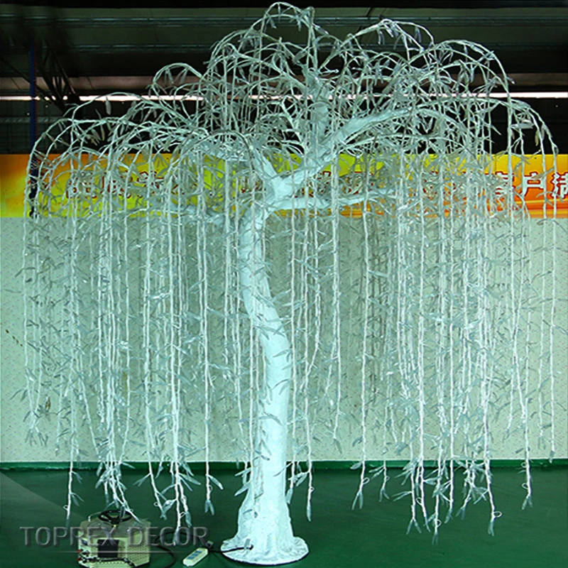 Outdoor waterproof 3.5m simulation artificial led lighted white willow tree