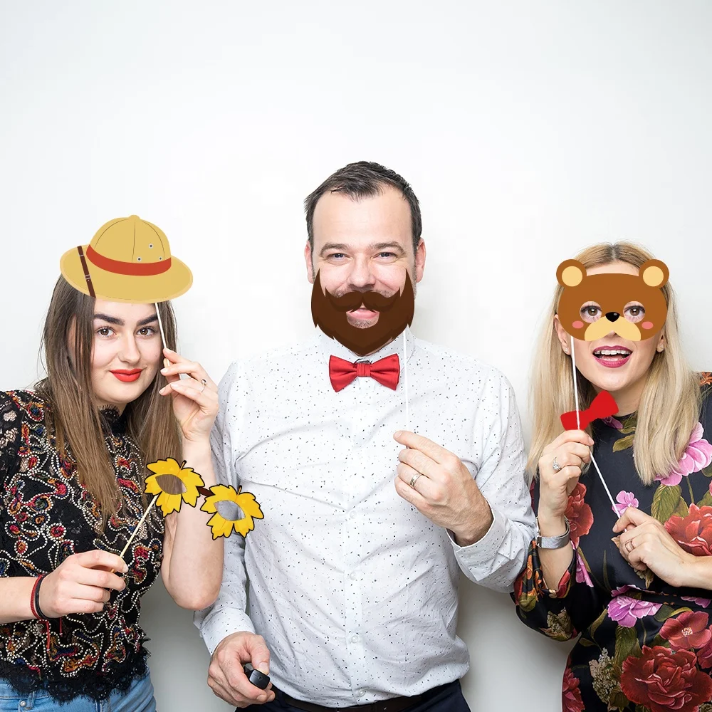 YISHU woodland creatures party decor 44 pcs photo booth props DIY woodland party props