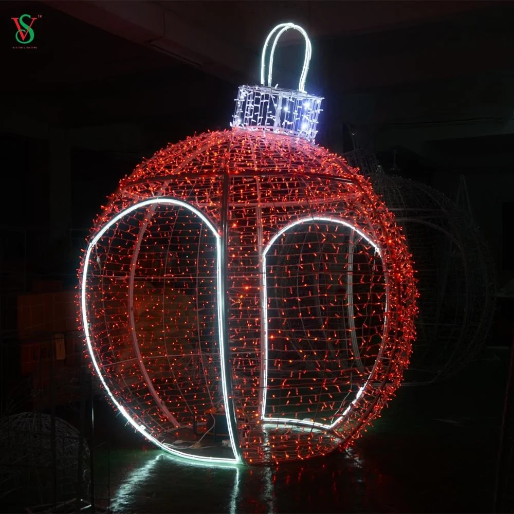 Shopping Mall Outdoor Residential Areas LED 3D Sphere Giant Round Ball Motif Christmas Decoration Light
