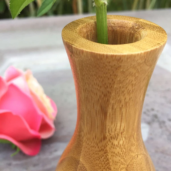 Custom Round natural wooden flower vase dry flower pot