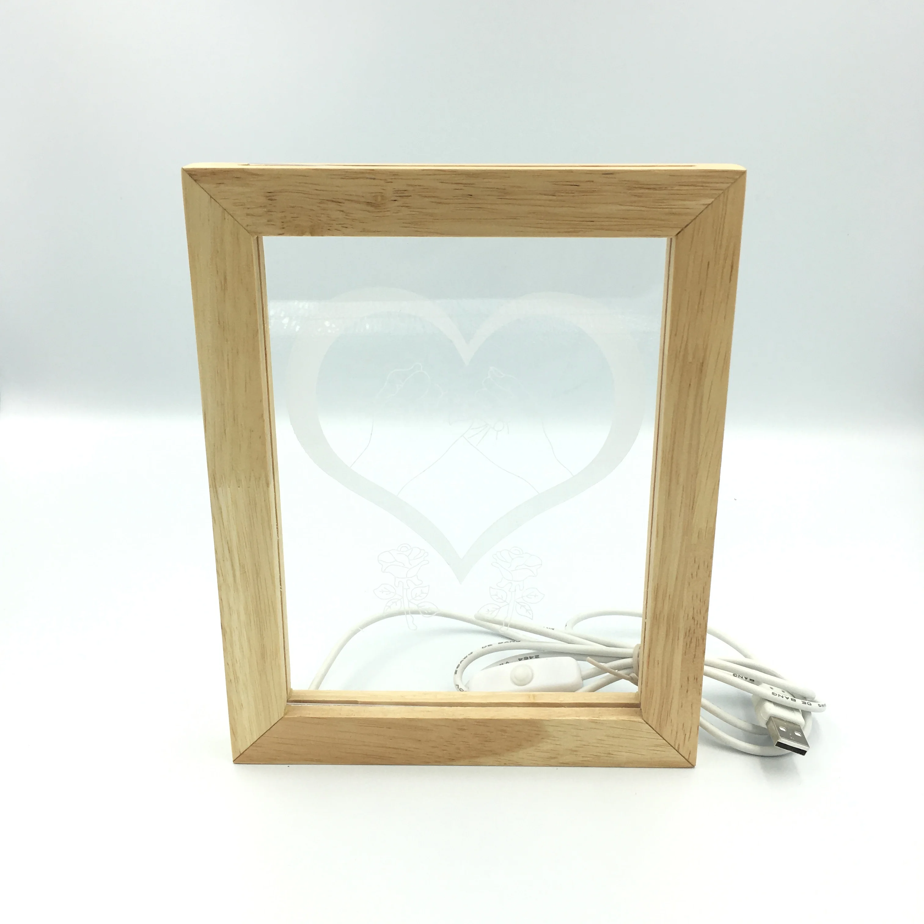 Деревянная фоторамка акриловая иллюзионная лампа настольный ночник для детей