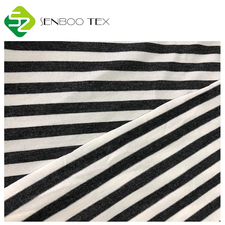 Sirospun anti-pilling 95% bamboo 5% spandex stripe fabric yarn dyed knit fabric for wholesale