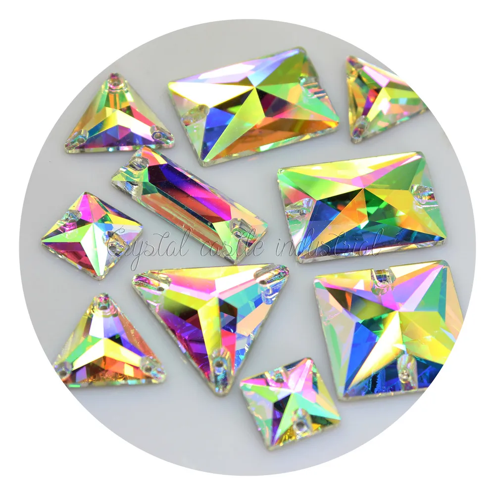 Rhinestone bulk wholesale super quality triangle flat back crystal strass non hotfix sew on rhinestone