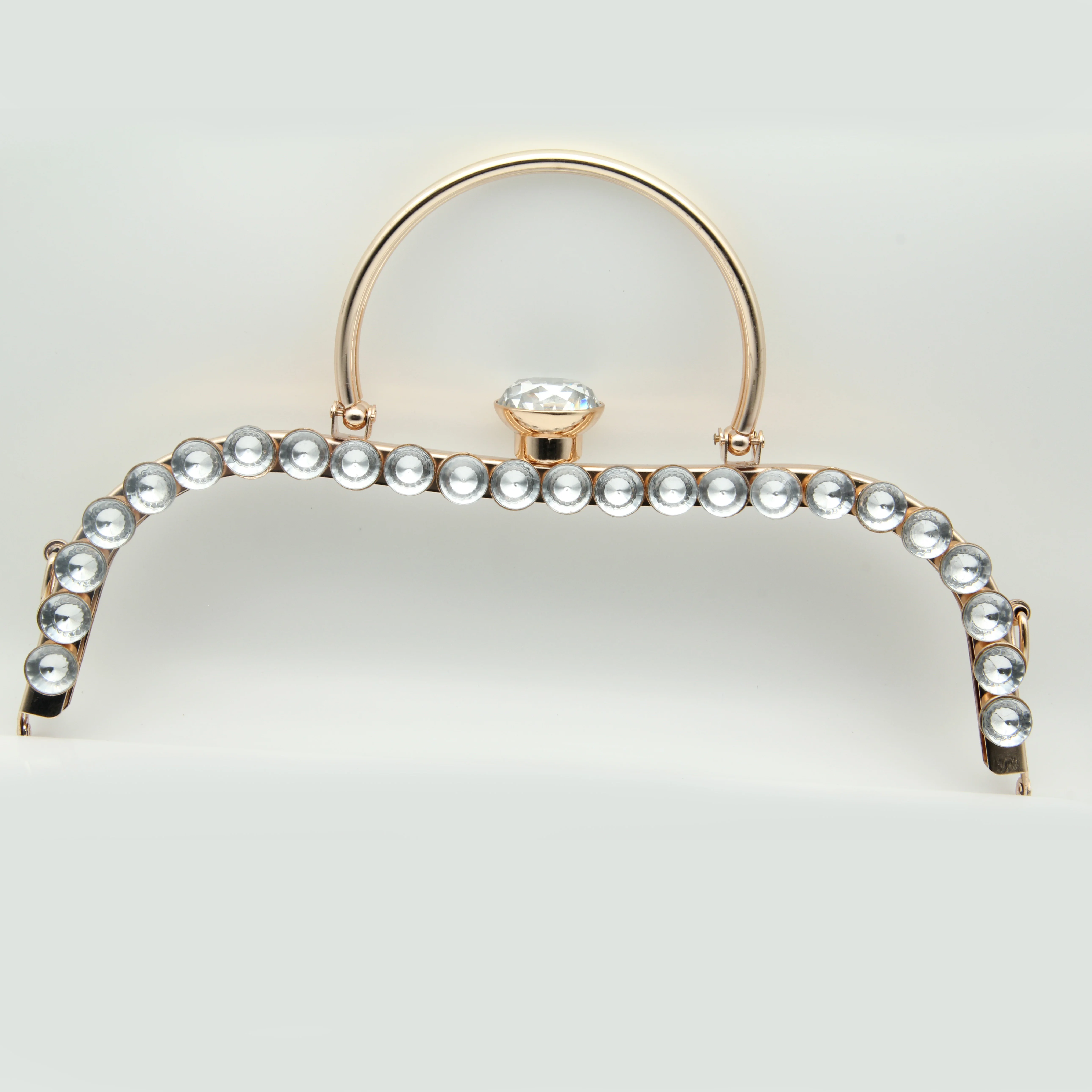 Fashion Lovely Diamond Inlay Metal Ring Metal Purse Bag Handle For Leather Bag