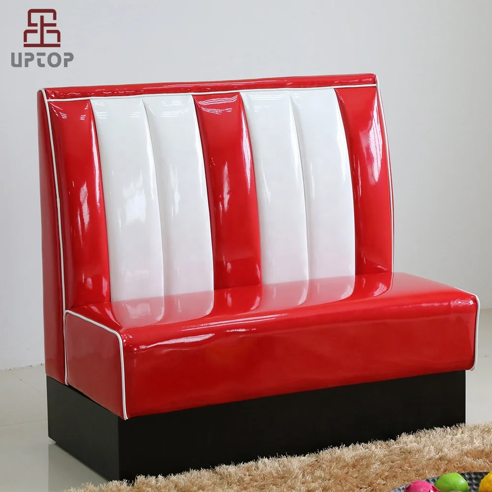 (SP-KS269) Vintage 50s Retro Style Leather Booth Seating Sofa For Restaurant