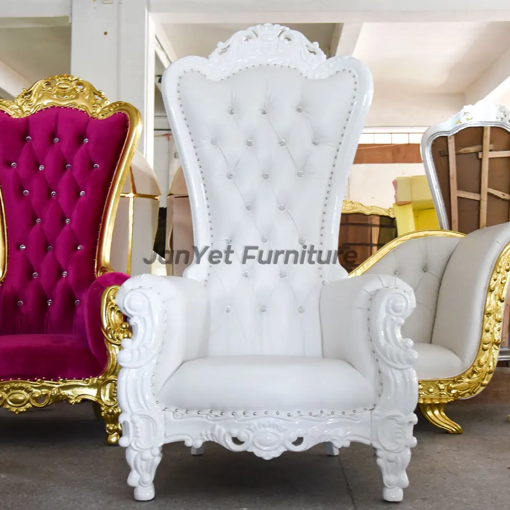 Wholesale wedding event baroque queen leather white throne chair