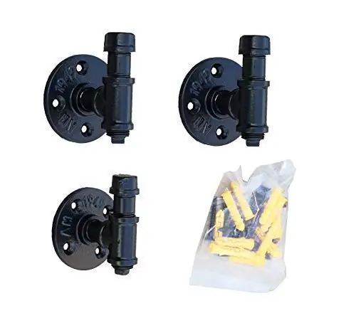 
Rustic and Chic Industrial Wall Mounted Iron Pipe Heavy Duty DIY Style Robe And Towel Coat Single Hook Kit 