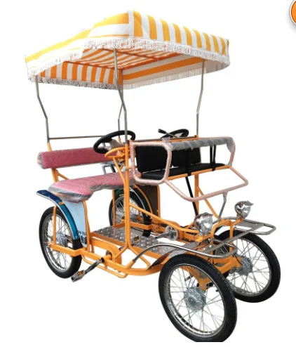 manufacturer BEST QUALITY CLASSIC 2ADULTS  SURREY BIKE WITH LED LIGHT AND FRONT BABY SEAT TANDEM BICYCLE