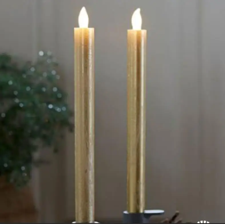 
Wholesale Flickering flameless wax led dinner taper candle 
