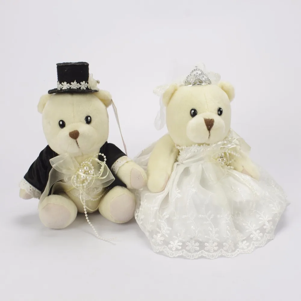 Свадебный Белый мишка, плюшевый мишка с одеждой, невеста и жених плюшевый мишка